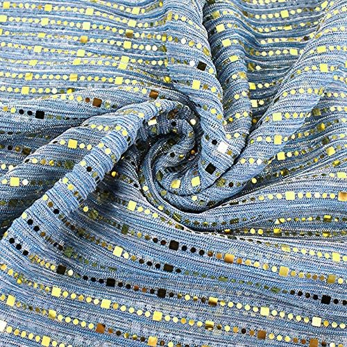 YAOSEN Women Gold Glitter Hijab Muslim Head Wrap Long Scarf (Glitter-Blue) - Image 6
