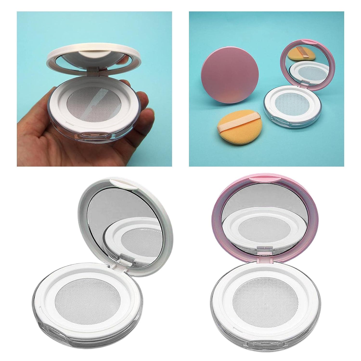 VELURA 2xCapacity 3 ml 0.1 oz Empty abs Loose Powder Container DIY Pink|(2 Pack)|Other Makeup Tools & Accs| Makeup |Health & Beauty