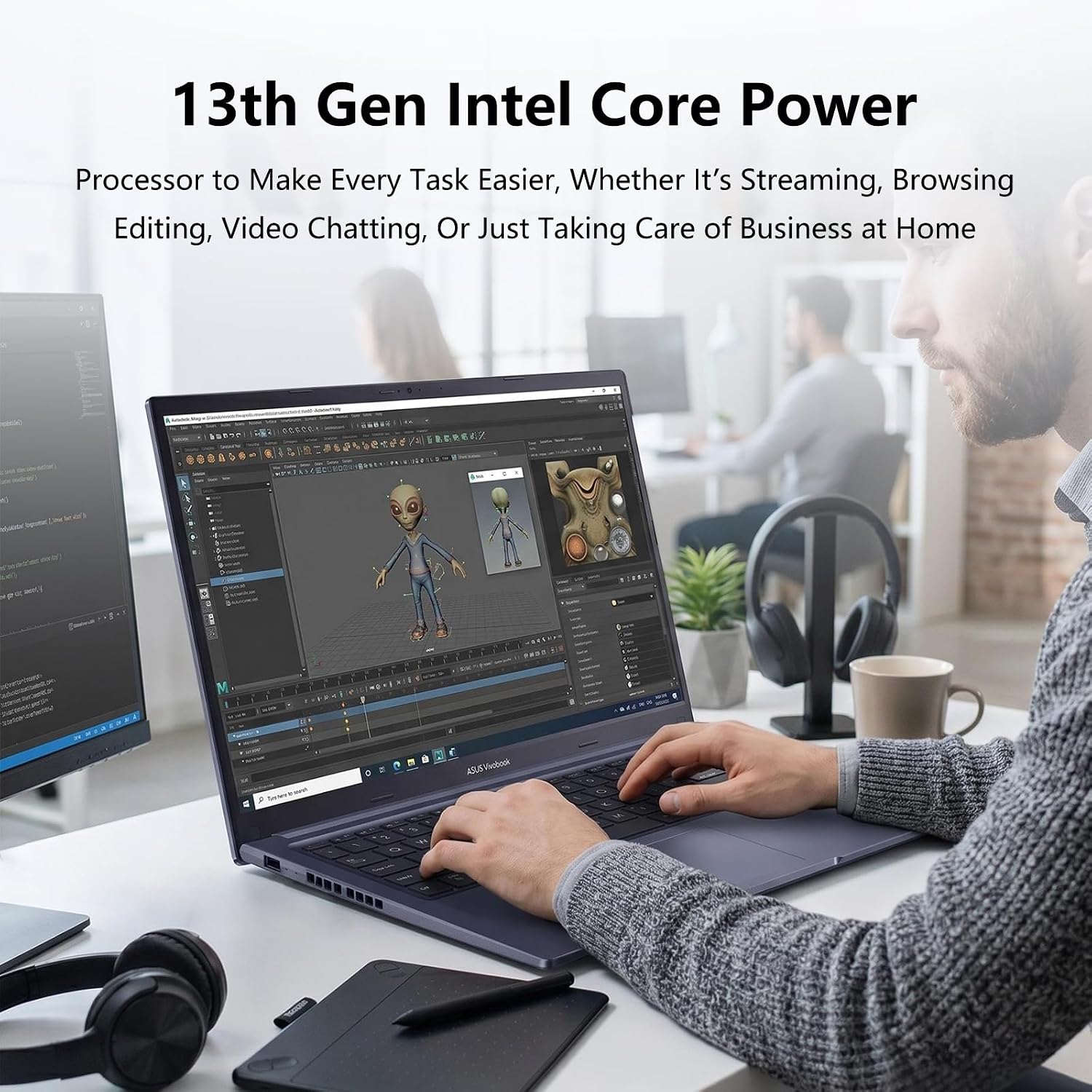 ASUS Vivobook 15 Laptop, 15.6" FHD, Intel Core i9-13900H, 32GB RAM, 1TB SSD, Next Gen AI Ready, Physical Webcam Shield, Backlit Keyboard, Fingerprint Reader, Wi-Fi 6, Win11 Pro, Blue, PCO Bundle image 4