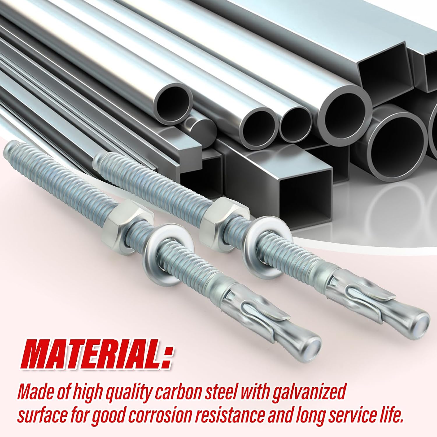 20PCS 1/4x3 Zinc Plated Carbon Steel Wedge Anchor, Heavy-Duty Anchors for Concrete Cement