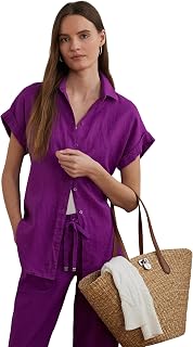 Women's Relaxed Fit Linen Short-Sleeve Shirt