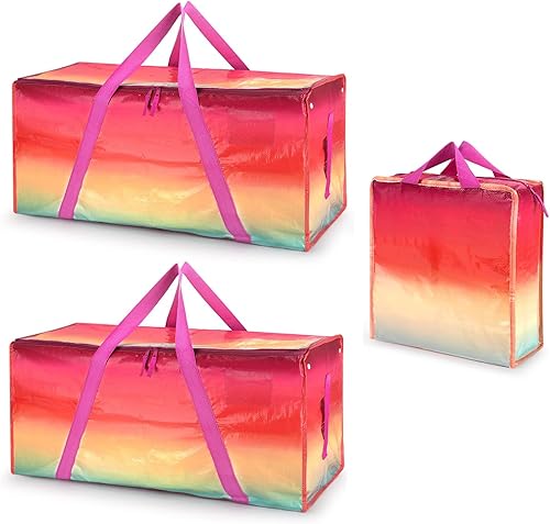 Bolsas de mudanza extra grandes resistentes, paquete de 2 bolsas de almacenamiento impermeables con cremallera y asas, correas de mochila fuertes