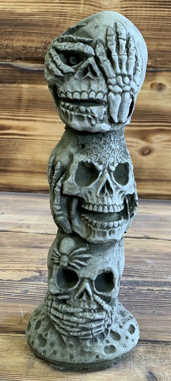 J And L Stone Ornaments Brown Large Gothic Stone Skull Statue