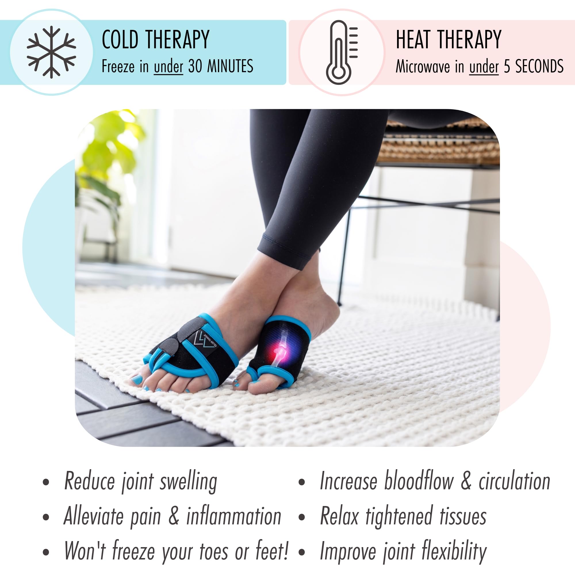 Paquete de hielo para dedo gordo del pie, gel flexible para frío y calor, almohadilla térmica para aliviar el dolor de juanetes, enfermedad del ácido úrico, artritis (RA/OA), hallux valgus