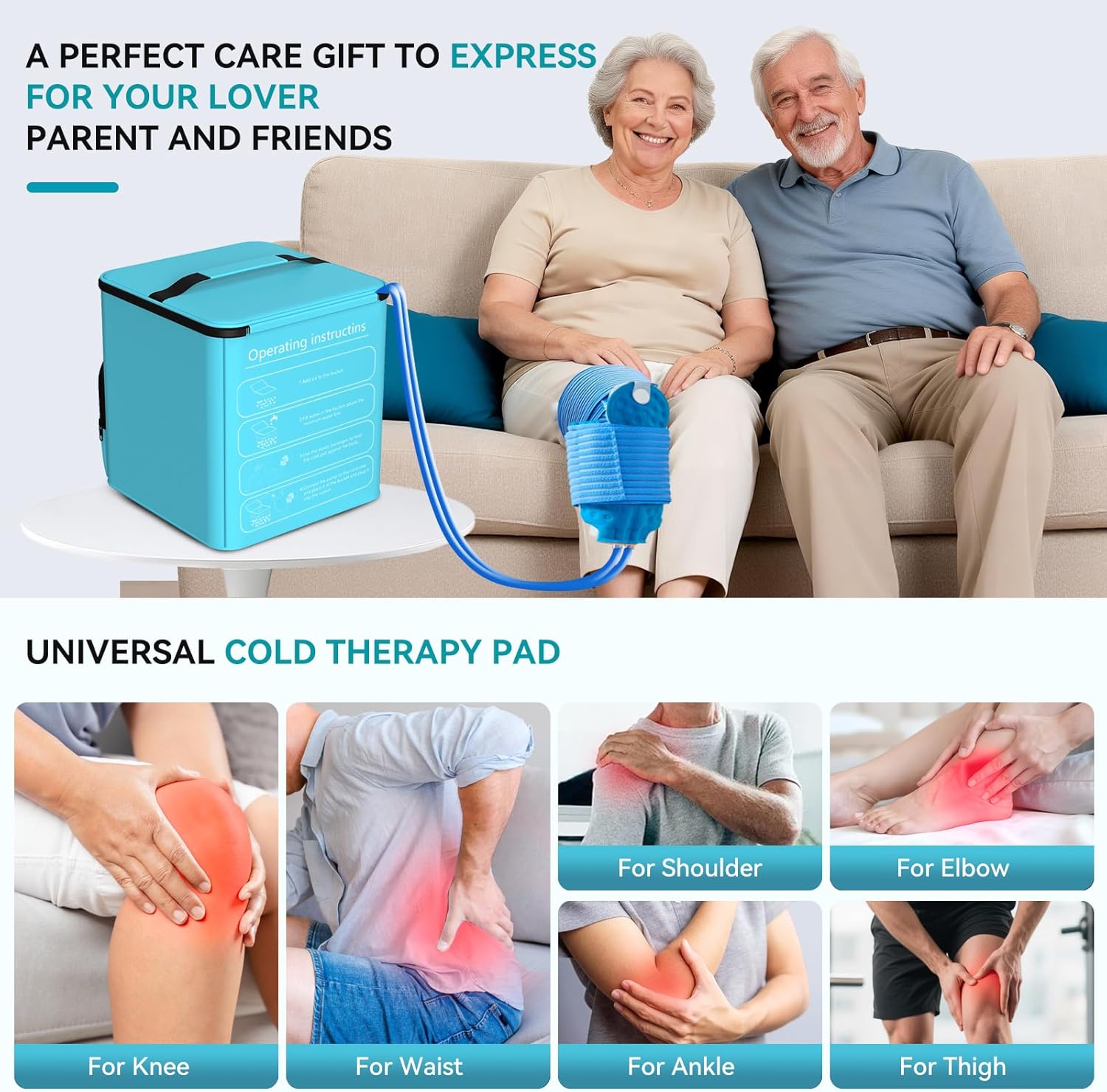 Cold Therapy Machine, Programable Ice Therapy Machine for Knee Replacement, USB Powered, Post-Surgery Recovery, ACL, Pain Relief, for Sports Injuries, Sprains, Reduce Swelling, Knee Pad