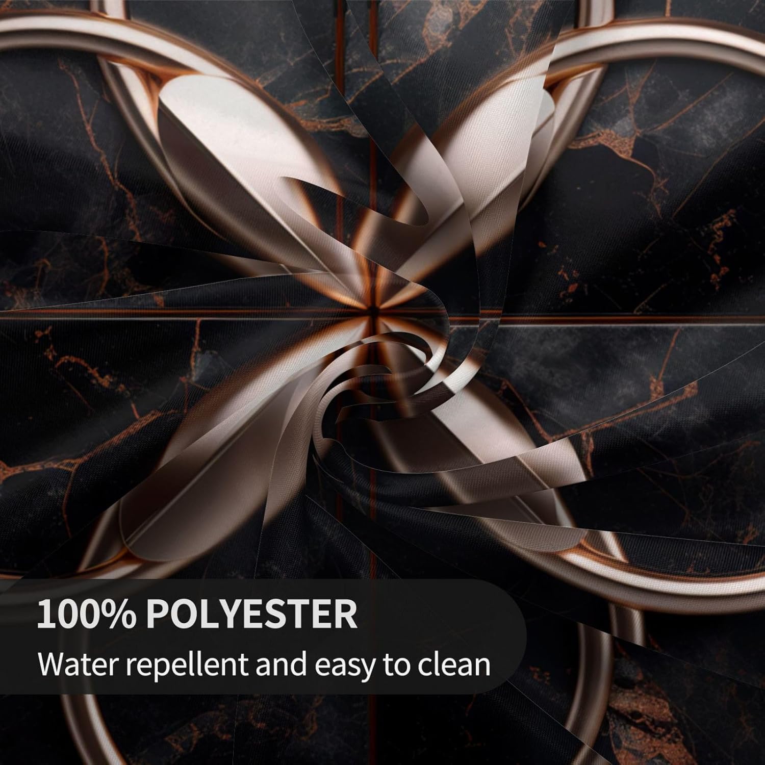 Black Rose Gold Marble Print Wrinkle Free Dining Table Cover for Birthday Party Farmhouse Tablecloths Up to 60 x 60 Inches