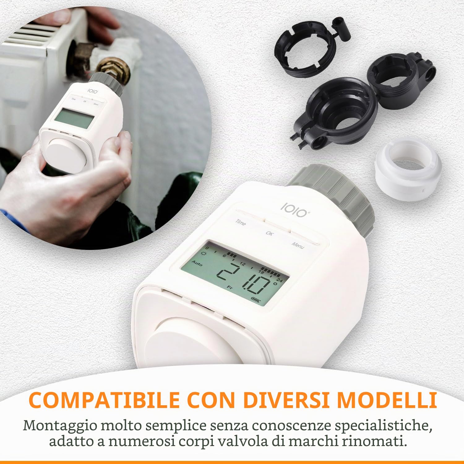5 pezzi di termostato elettronico IOIO HT 2000/23 | risparmio sui costi di riscaldamento fino al 30% | facile installazione | programmabile individualmente | termostato per radiatori | regolatore di