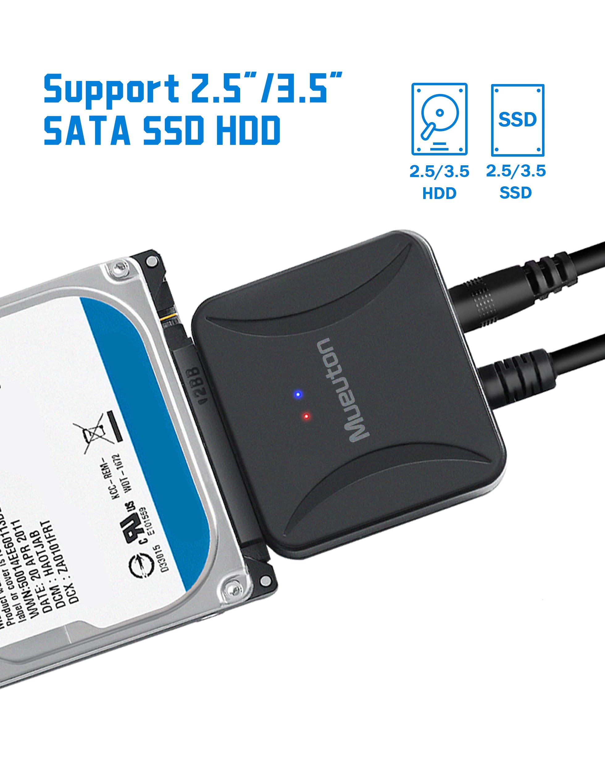 Adapter SATA USB, adapter USB na SATA, USB 3.0 do SATA III Hard Drive adapter do dysku twardego 2,5" 3,5" HDD/SSD i SATA Optical Drive z adapterem zasilania 12 V/2 A