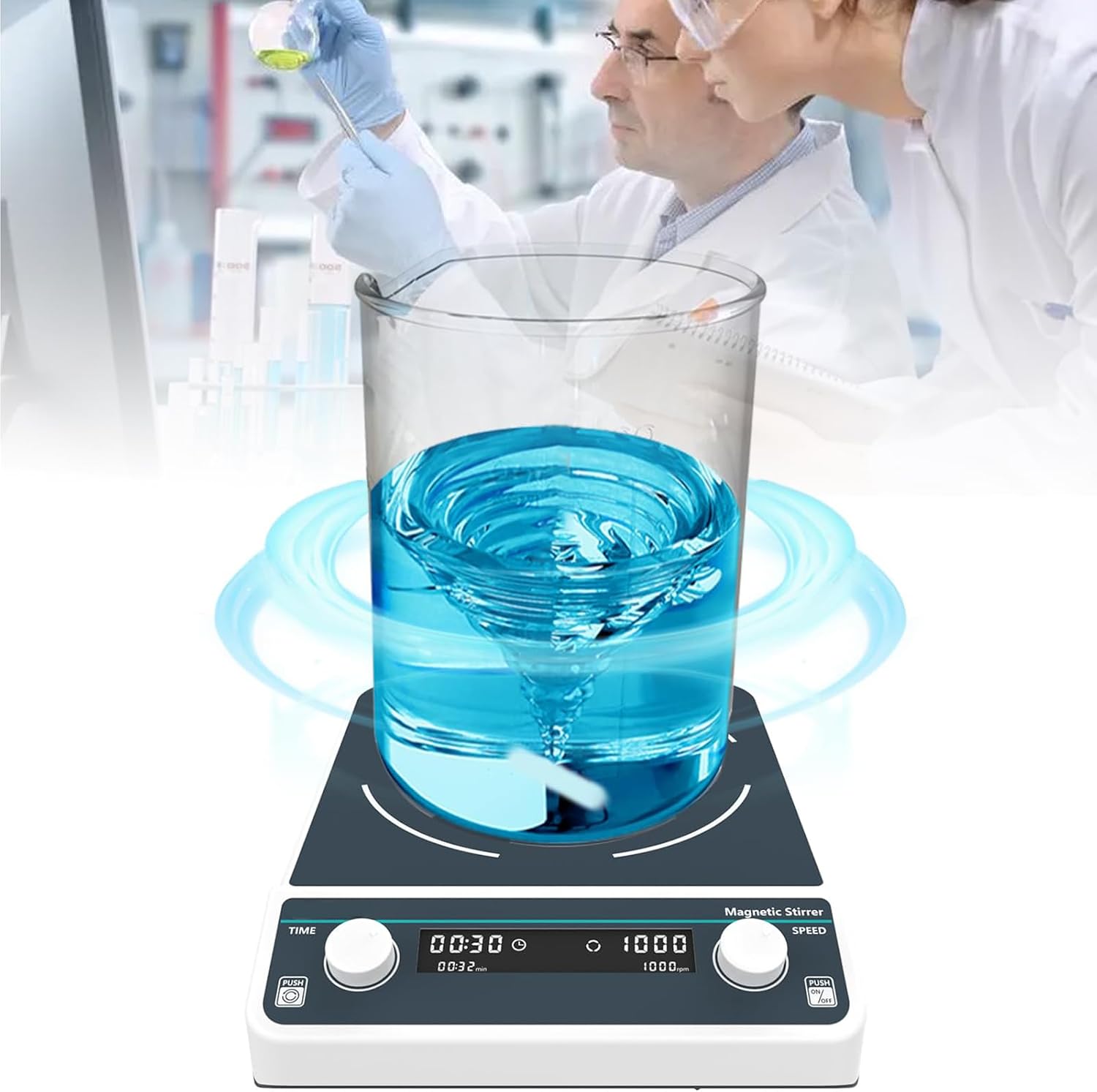 30L/10L Large Capacity Digital Magnetic Stirrer Hot Plate, Lab Stirrers Forward And Reverse Rotation , 50-1300RPM, 1min-24h Timing, Magnon Size80mm,10L