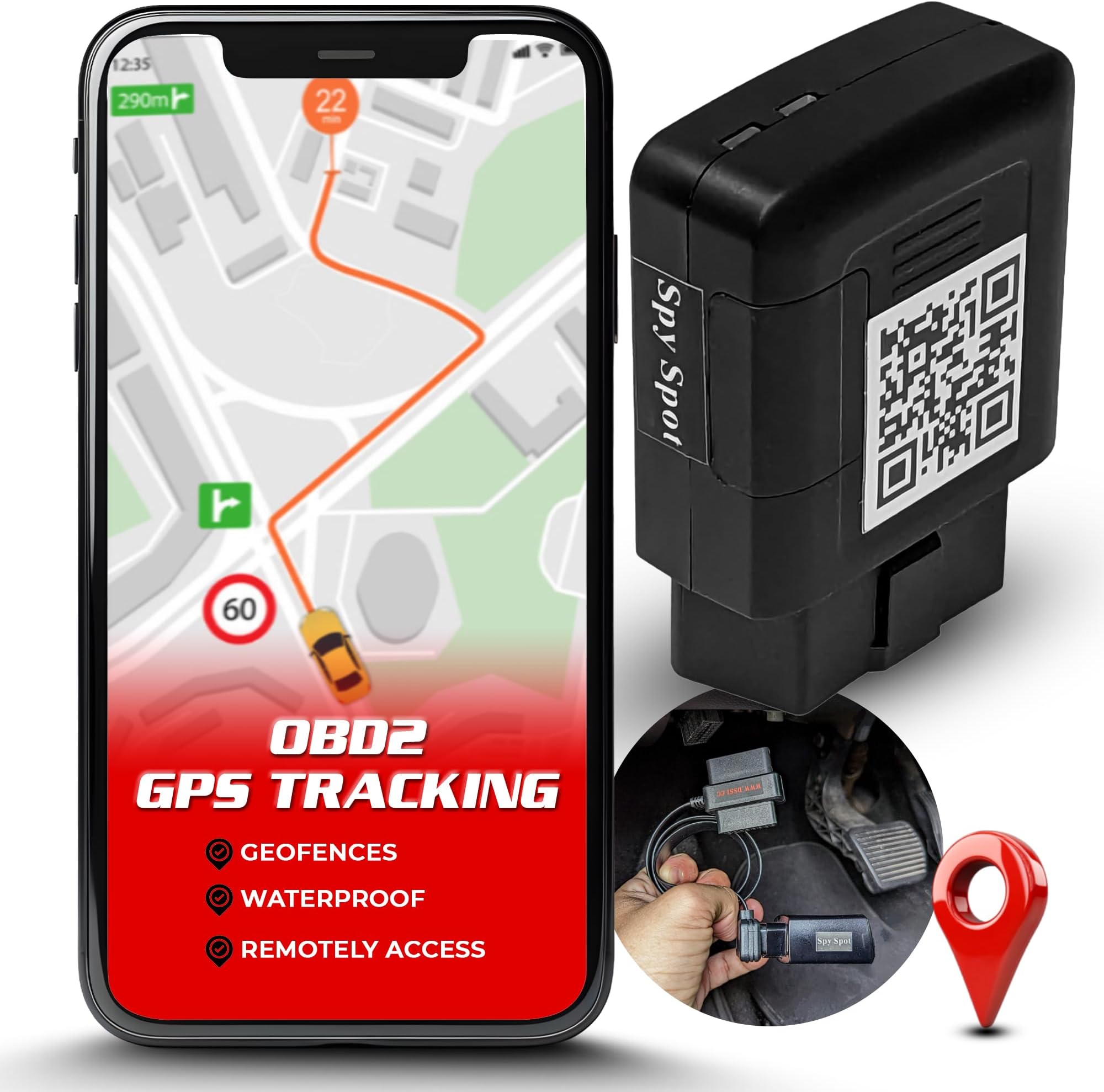 Spy Spot OBD 2 GPS Tracking Device with 4G Real-Time Locator, Tracker & Vehic...