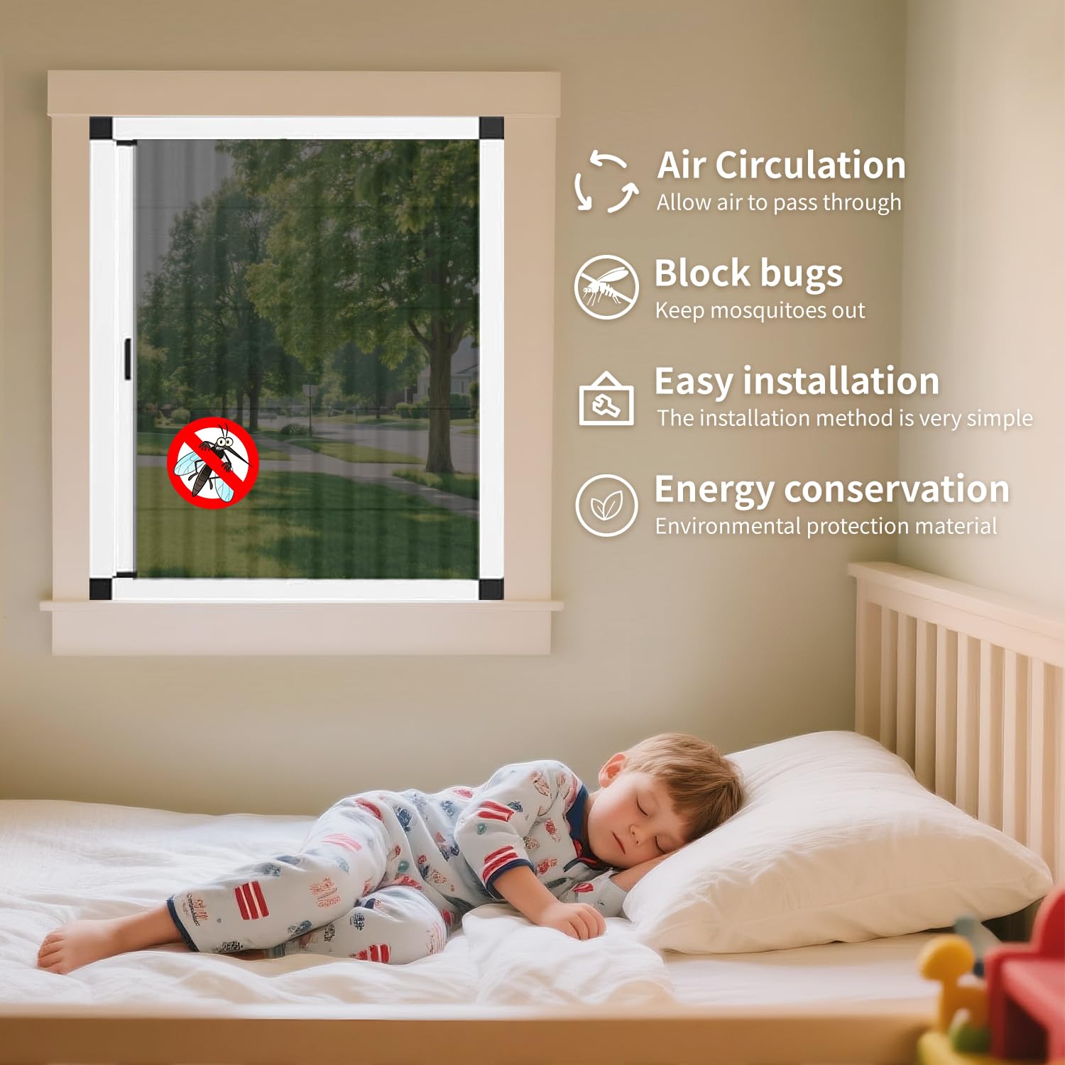 Bug Screen Custom Size Retractable Window Screen - No Drilling, Folding ...