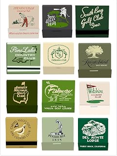Vintage Golf Courses Matchbooks Wall Art Print,Golf Matchbox Artwork,Bar Cart Print,Men Cave Office Club Decor,Matchbook Collage,Gift For Golfers11x14inch Unframed