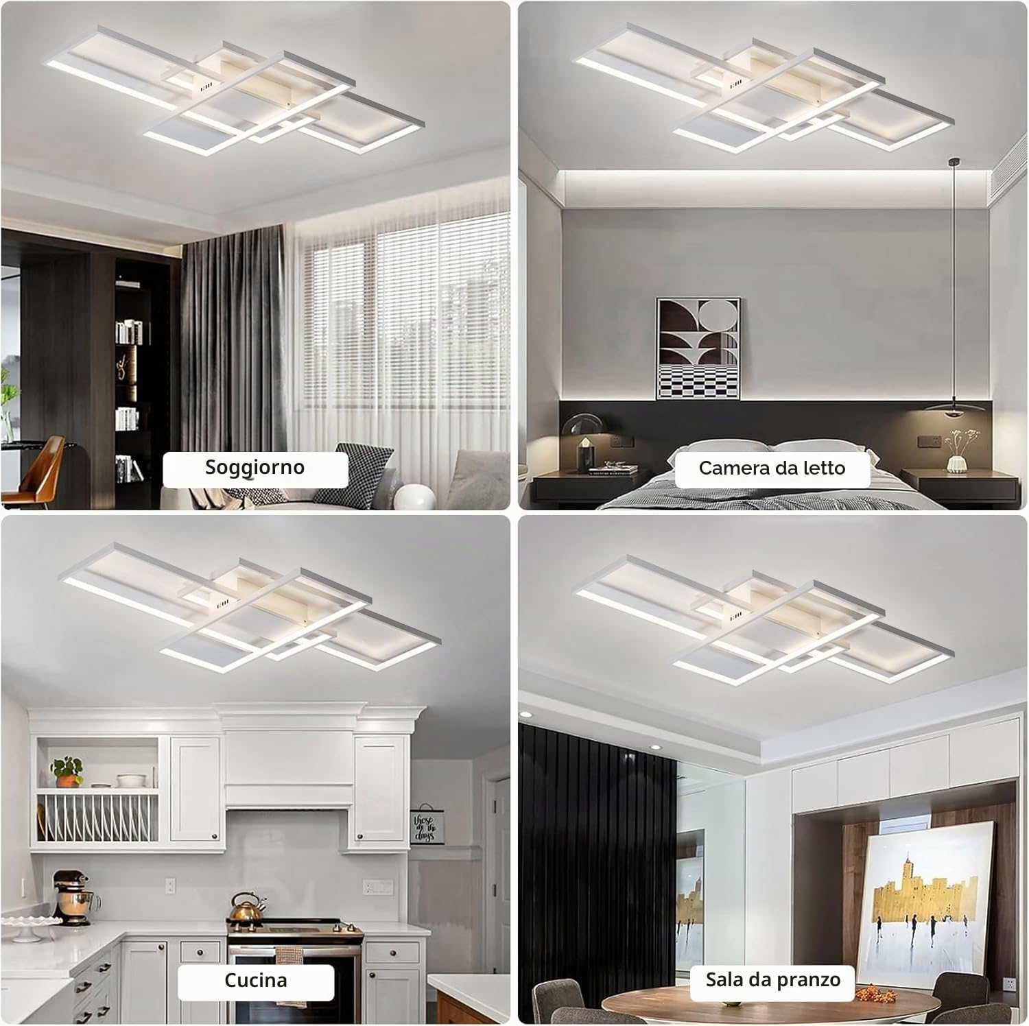 TYJY Plafoniera LED Soffitto 105W Dimmerabile, 140cm Lampadario Soggiorno | Moderno Plafoniera Bianco Rettangolare con Telecomando, 3000K-6000K, Funzione Memoria, per Soggiorno, Camera da Letto, Cucina