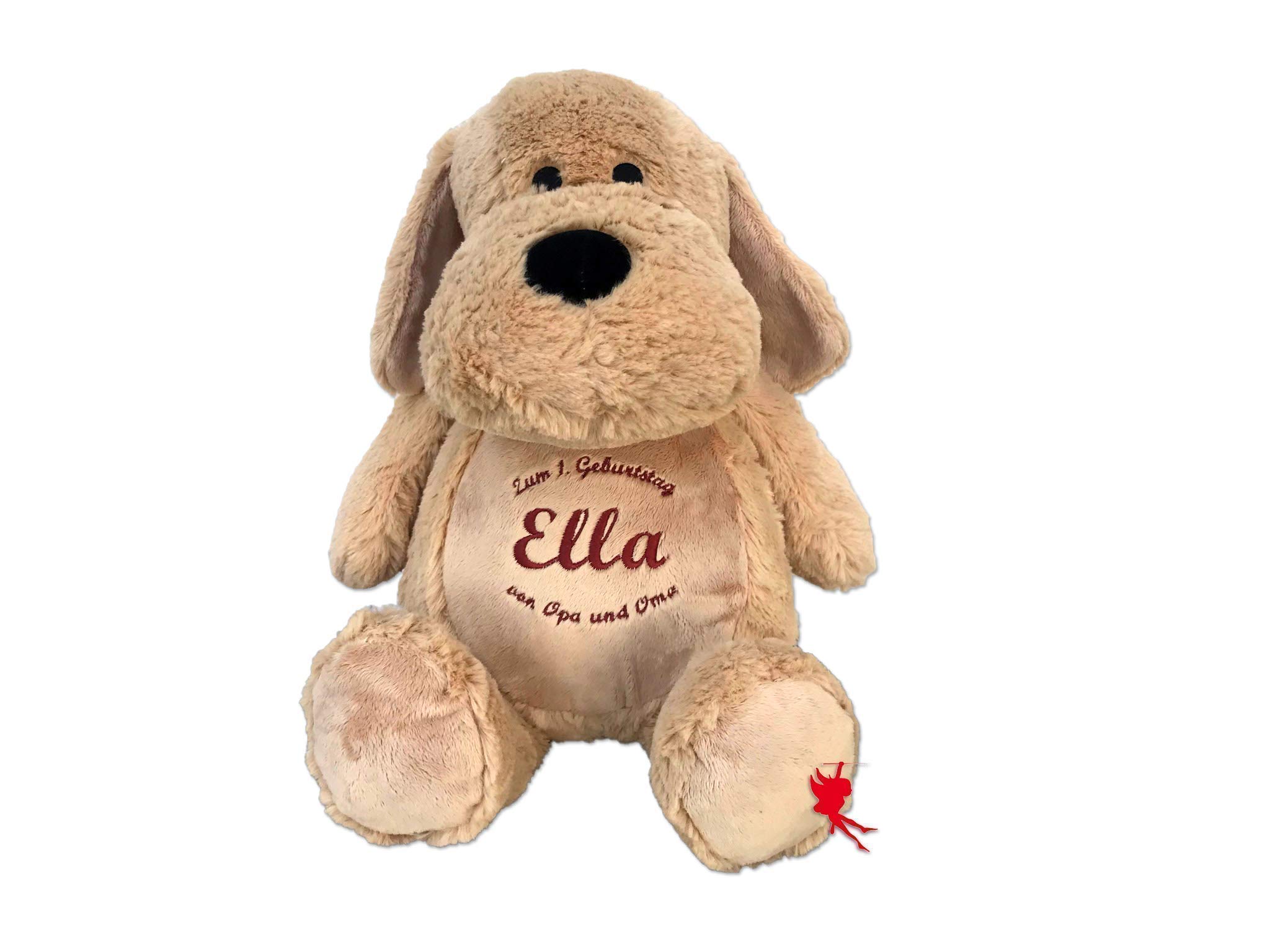 Hund Kuscheltier Stofftier mit Stickerei Plüschtier bestickt mit Name