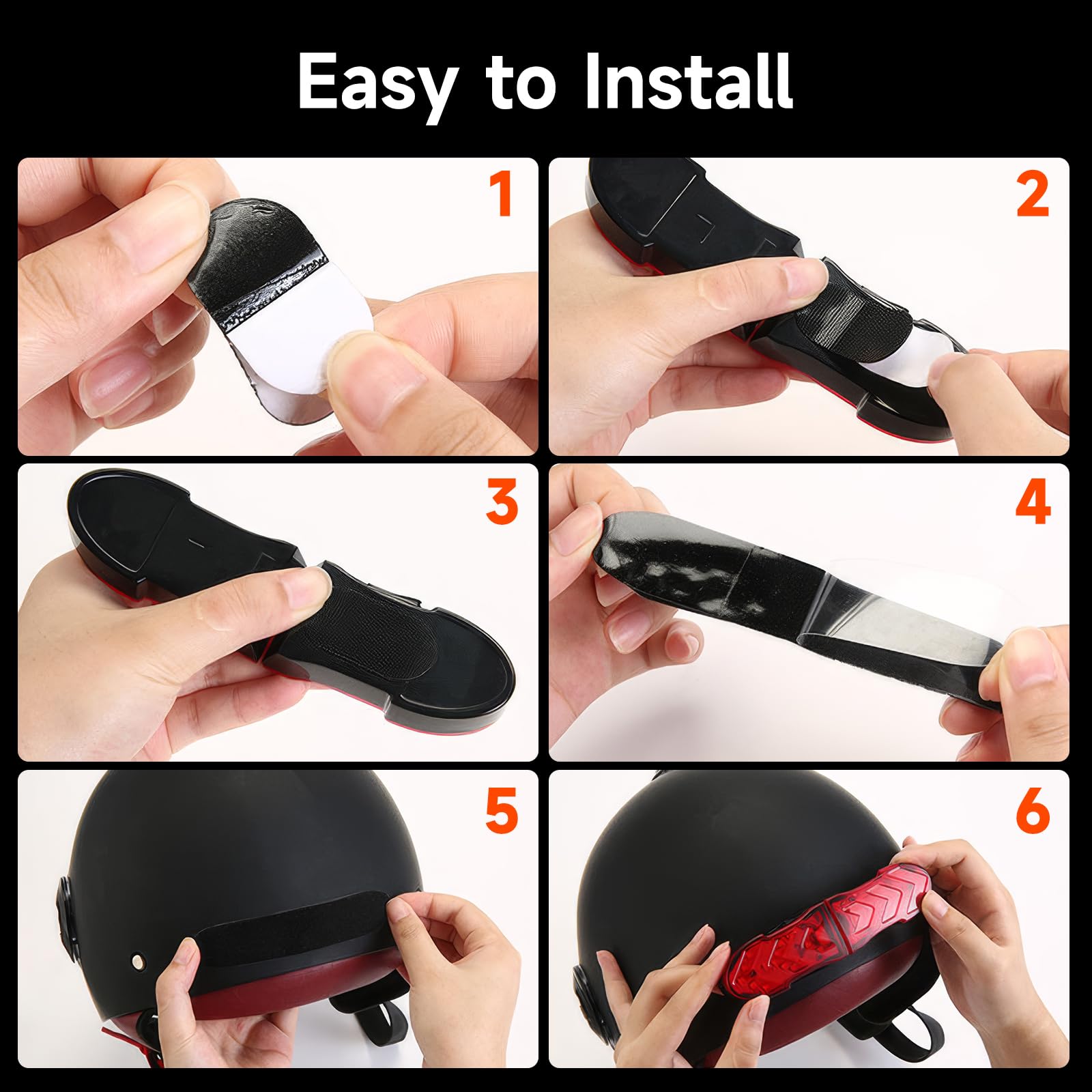 Moman Luce per Casco da Moto, Luce di Segnalazione a LED per Bicicletta Casco con Indicatori di Direzione Luce Rossa di Avvertimento per Guida Notturna con Cavo di Ricarica Impermeabile IPX4