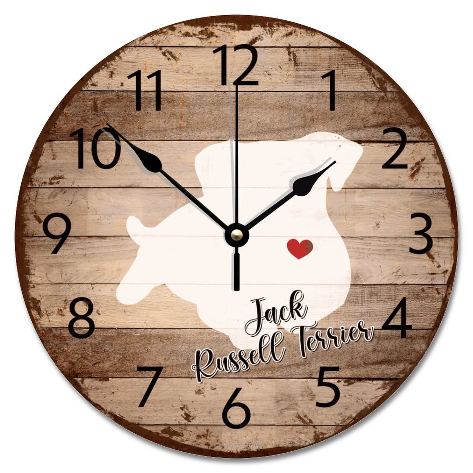 Silhouette de chien rustique en horloge boisée, cadeau idéal salon