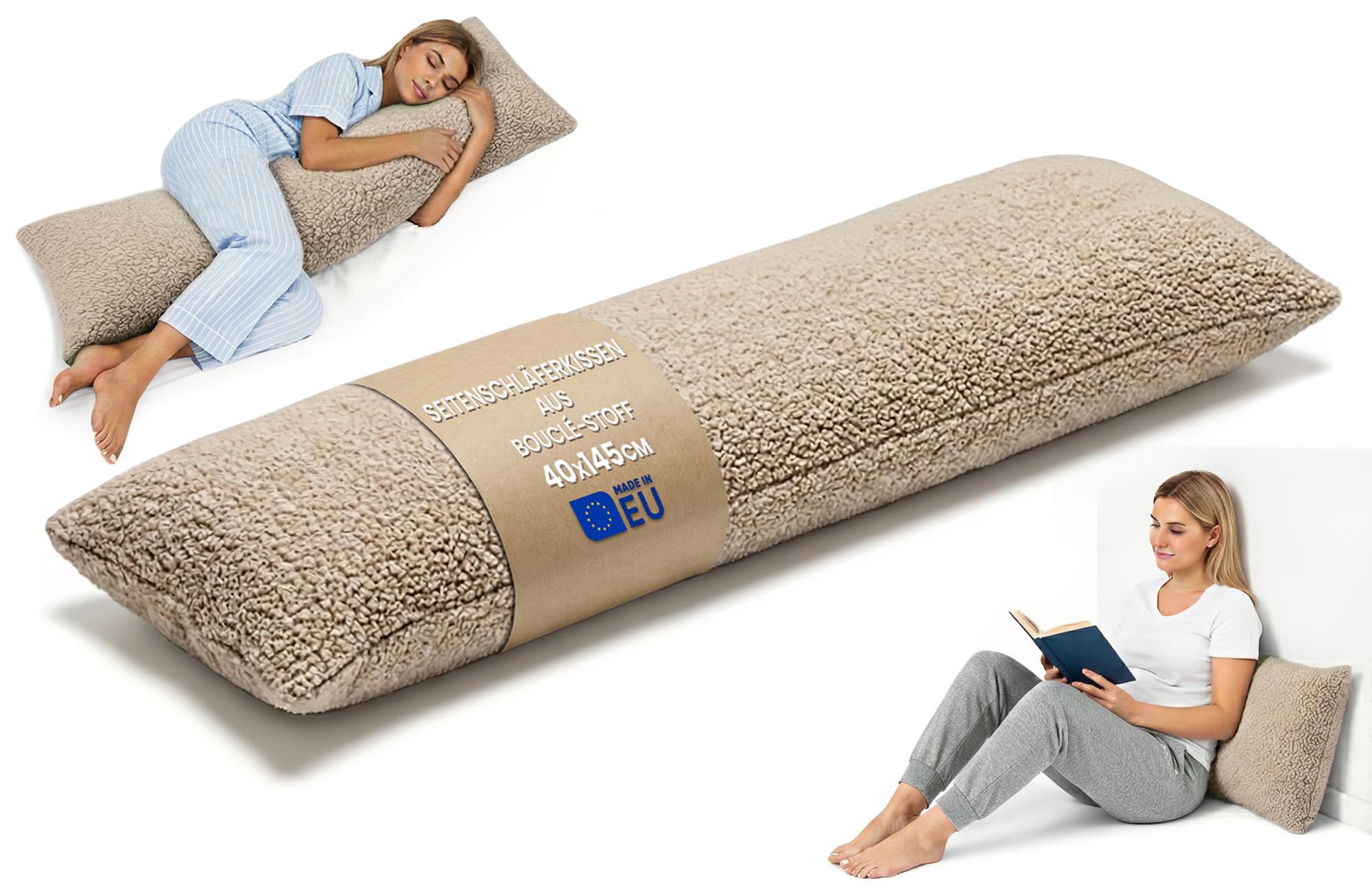 Totsy Baby Almohada Lactancia y Embarazo Bouclé 145cm – cojin Alargado para abrazar Ideal para Dormir mejo Descansar y apoyar la Postura Embarazadas y Lactancia Certificado Oeko-Tex — view 16