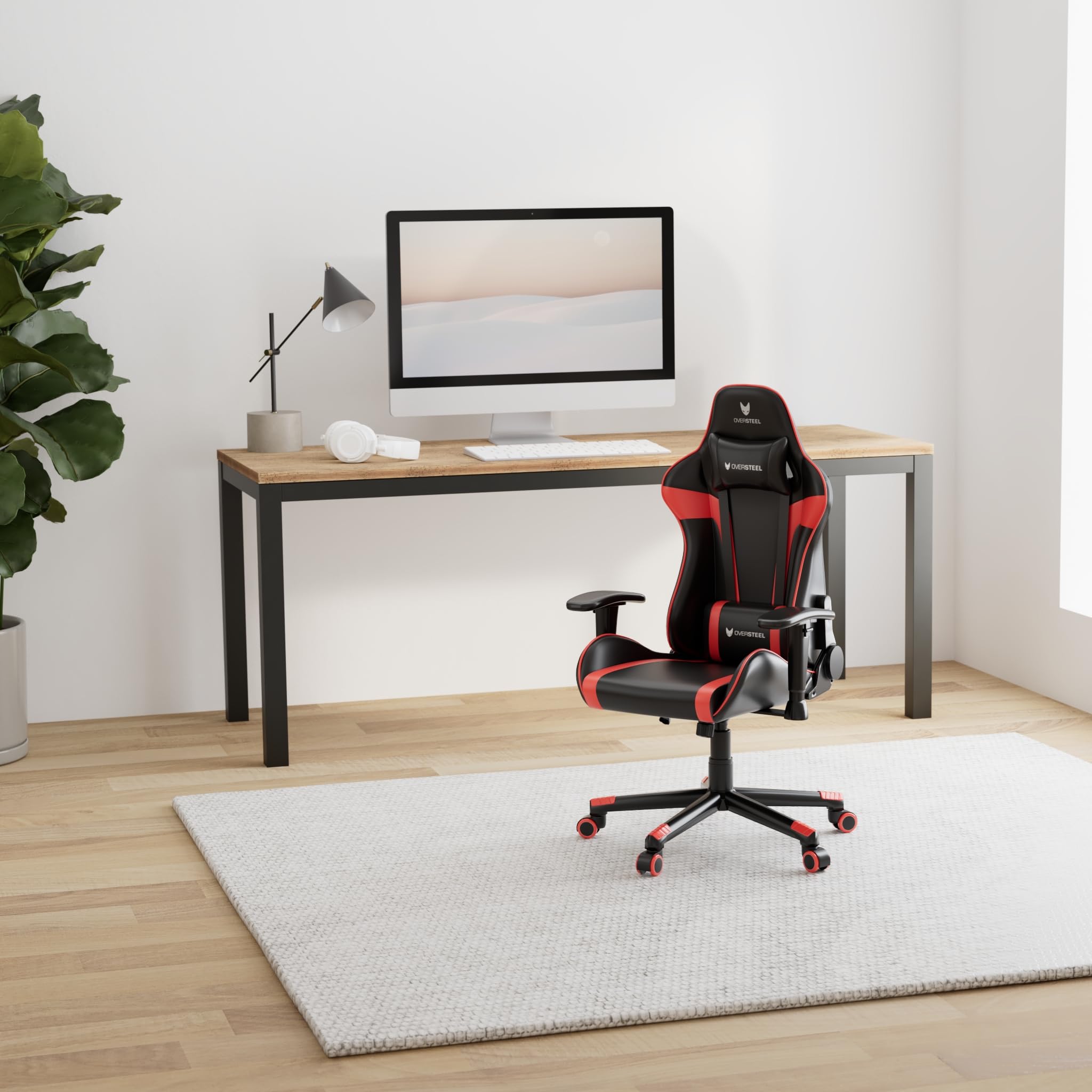 Oversteel - ULTIMET Sedia da gaming professionale in similpelle, braccioli 2D, regolabile in altezza, schienale reclinabile a 180°, pistone a gas classe 3, fino a 120Kg, colore Rosso