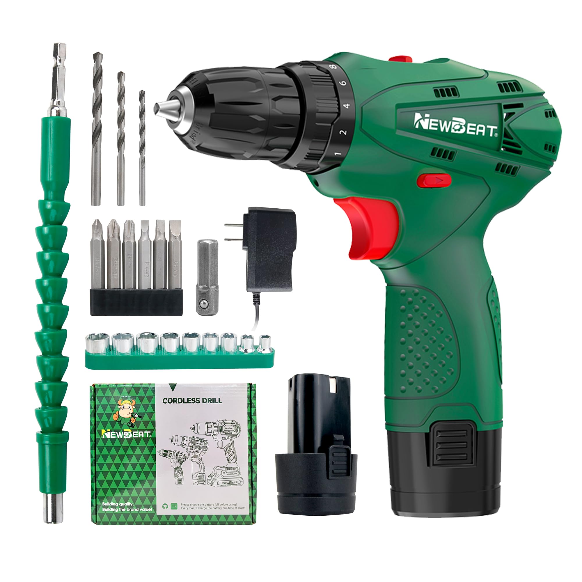 12V Cordless Drill Set with 2 Batteries for Home DIY