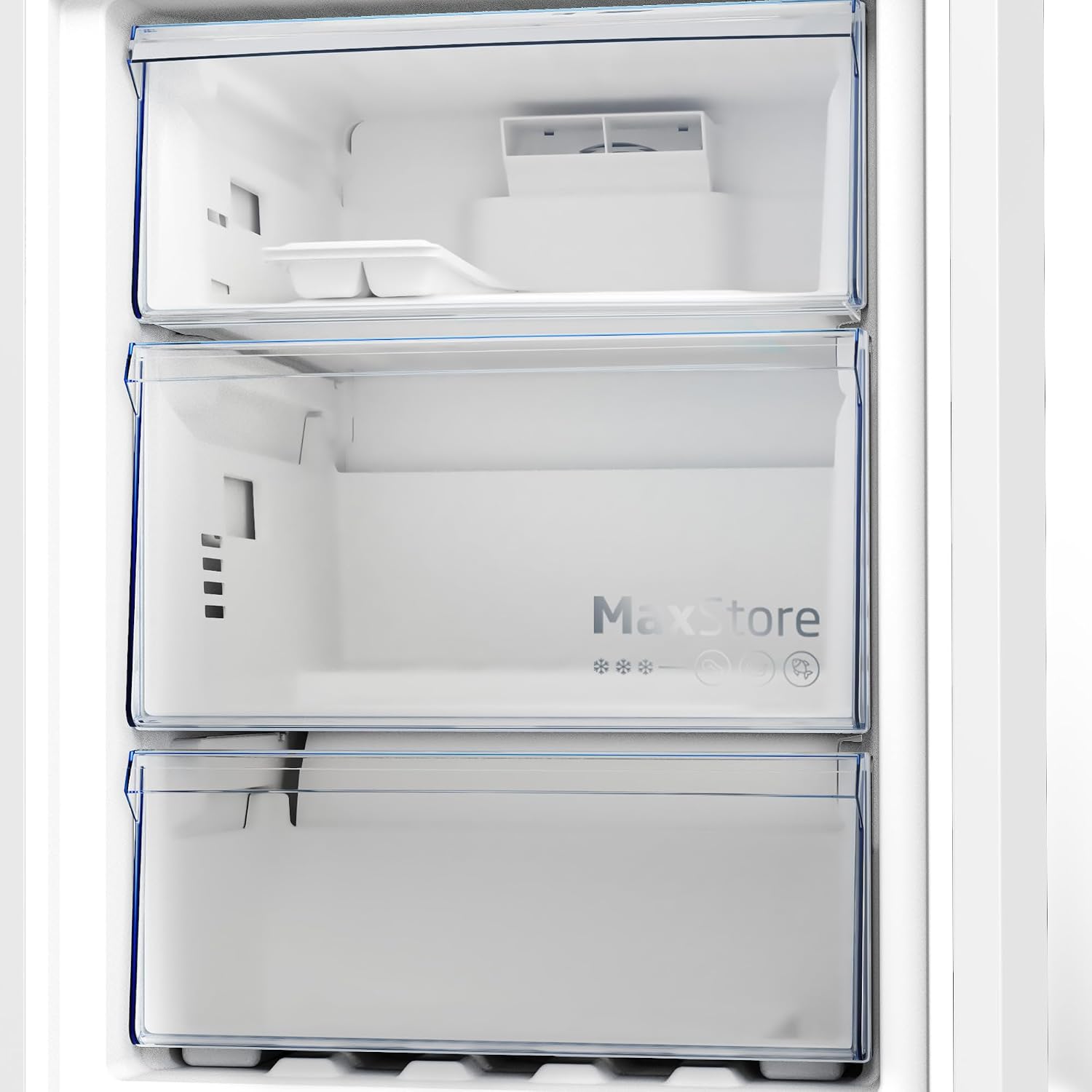 Close-up of HarvestFresh drawer with blue light