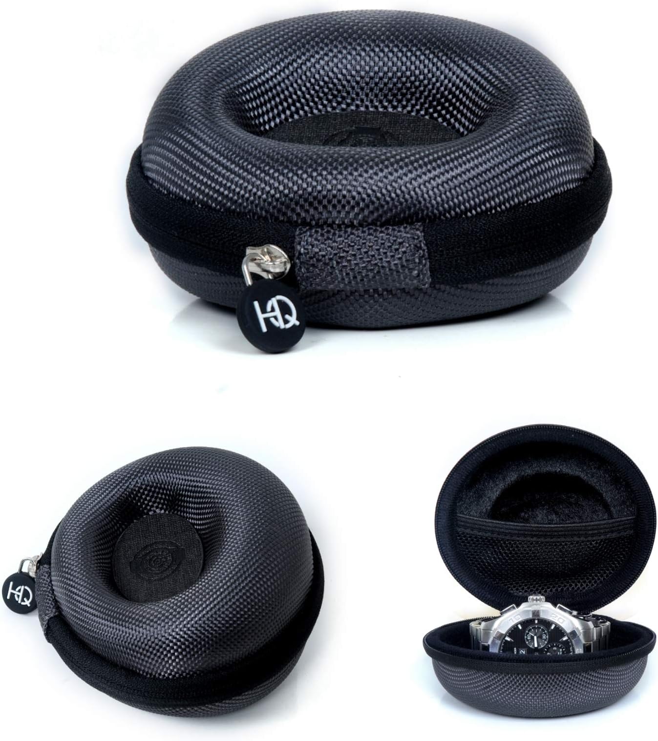 Watchescare Travel Nylon Watch Case for Single Watch Box for Wristwatches & Smart Watches Up to 55 mm,