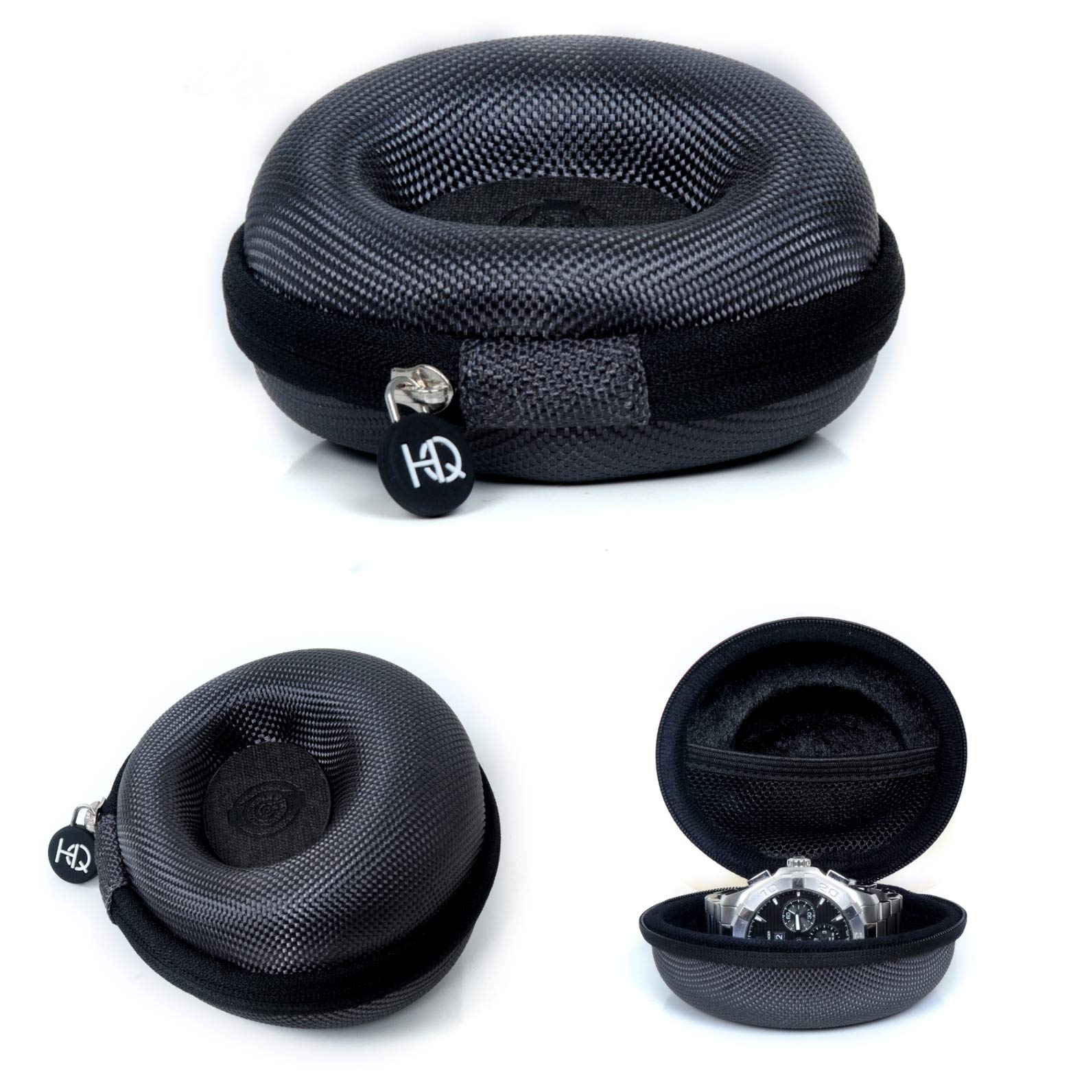 HQWatchescare Travel Nylon Watch Case for Single Watch Box for Wristwatches & Smart Watches Up to 55 mm,