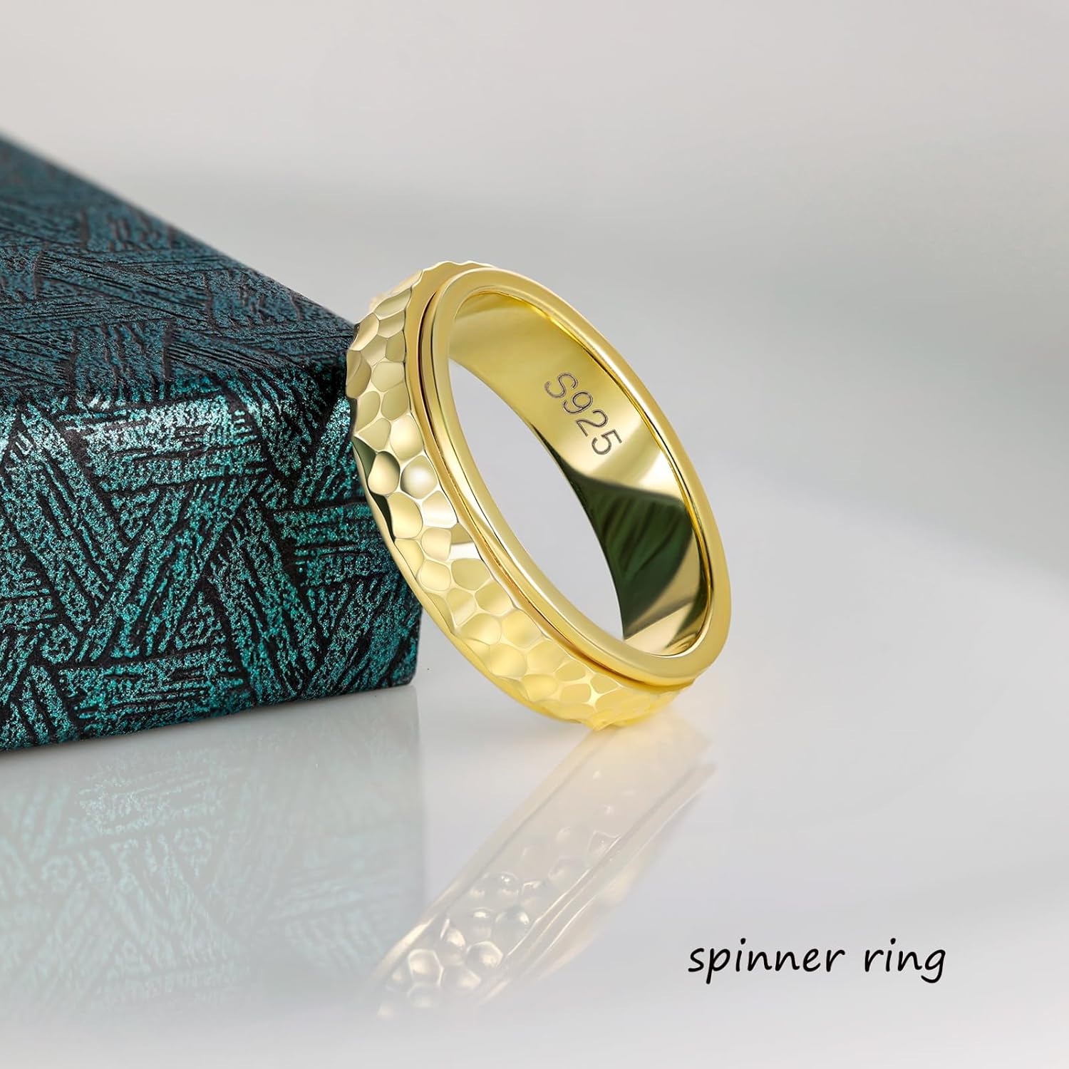 LYTTMAB Hammered Spinner Ring, Fidget Ring for Men, Anxiety Ring for Women, Hammered Ring - Image 2