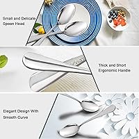 Vista 4 de Demitasse Café Expreso, Mini café Cuchara, Acero inoxidable 18/10 Pequeño cucharas para cucharas de postre, té, 6, Plateado