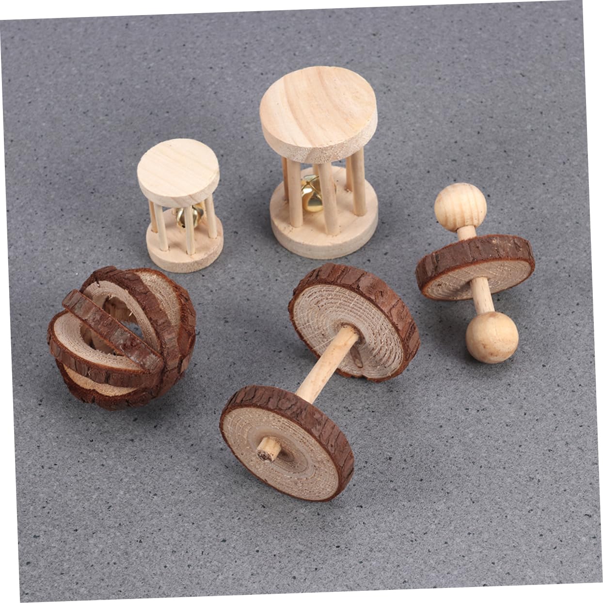 6piezas Juguetes De Madera para Masticar De Hámster Dispositivos De Ejercicio para Cuidados De Conejos Chinchillas y Otros Pequeños Animales Varios Estilos