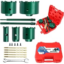 9 PCS Concrete Hole Saw Kit, SDS Plus & Max Bit Shank, Carbide Hole Saw Kit 30 40 65 80 100mm, Diamond Drill Core Bit for Brick, Cement, Stone