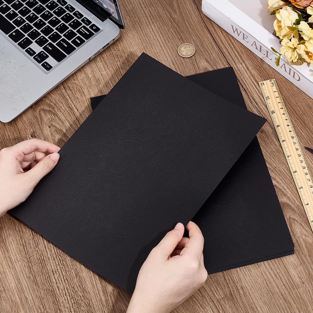 Copertine per Rilegatura A4 29.7x21cm Nere 0.3mm Carta Effetto Pelle 100 Confezione