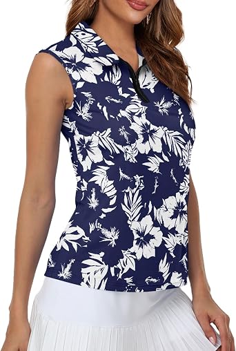 TOADDITDO Women Racerback Sleeveless Golf Shirts Collared Tennis Tops Quick Dry Athletic Tank Tops Size XS-2XL