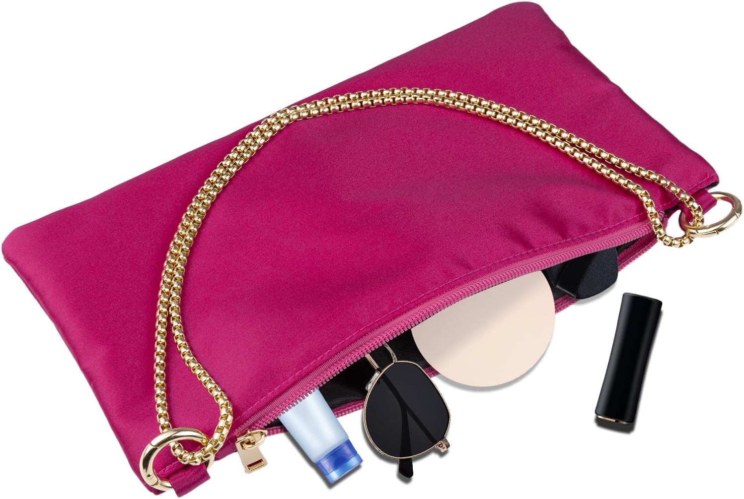 Women Satin Evening Handbag Wedding Prom Clutch Purse Formal Cocktail Party Clutches Shoulder Bag with 2 Bag Chains - Image 8