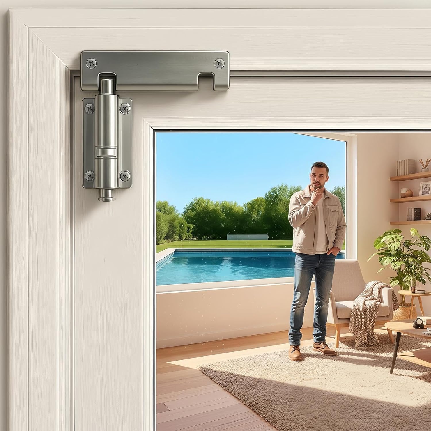 Patio Door Lock - Heavy Duty Security Latch,Child Lock for Sliding Glass Door,for Window Closet Home Balcony Living Room Bedroom Apartment Hotel