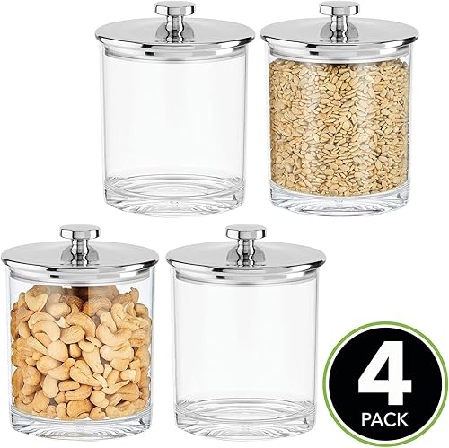 Miniatura 2 de mDesign Lumiere Collection - Tarros pequeños de acrílico con tapas herméticas, juego de tarros organizadores para cocina, 37 onzas, contenedor de
