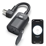 Indoor&sol;Outdoor Smart Plug Weatherproof&comma; 1 Socket Wireless Remote Control and Timer –Works with Alexa&comma; Google Assistant&comma; Requires 2&period;4 GHz WiFi&comma; Black