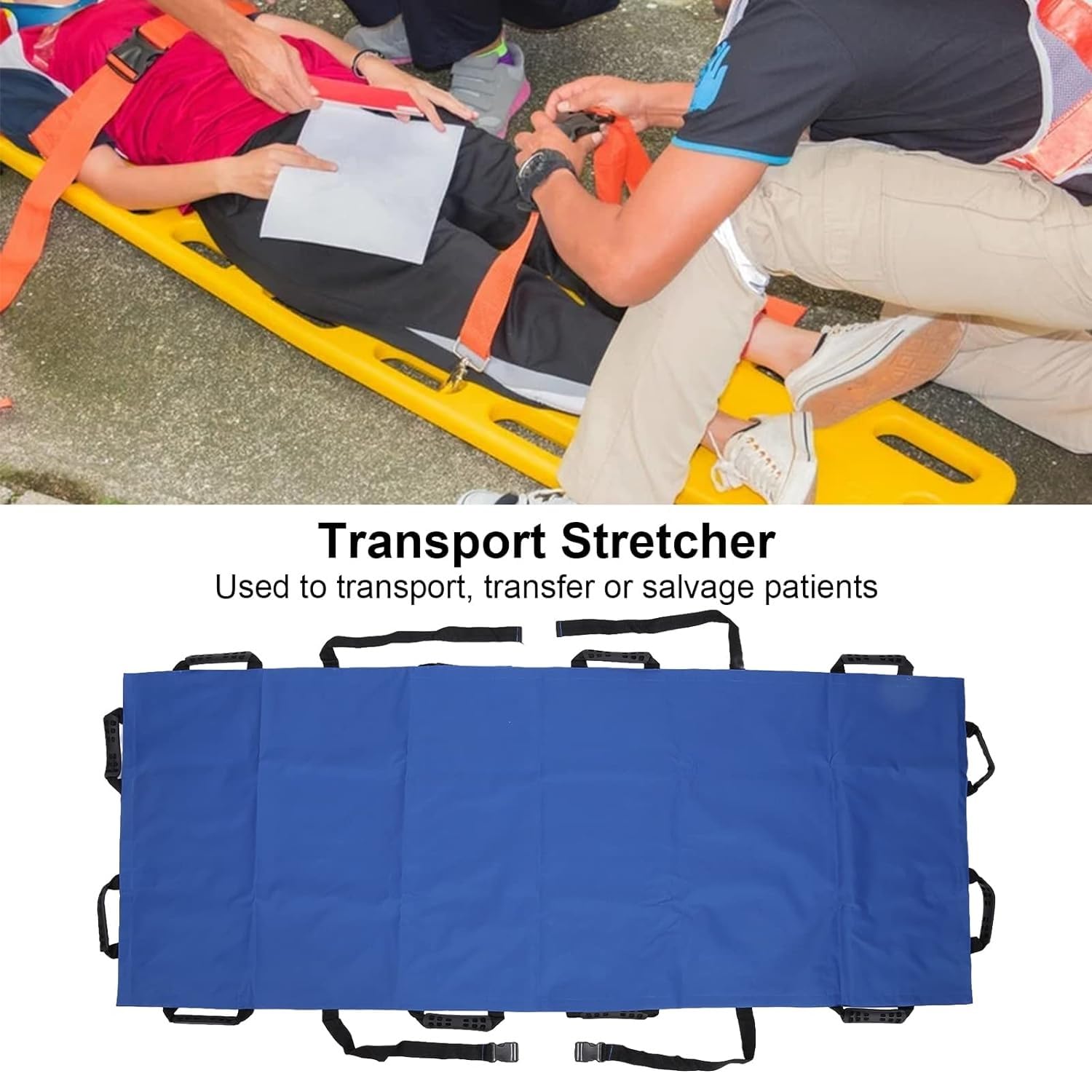 Brancard Pliant, Brancard Portable avec Sacs De Rangement, Brancard d'urgence Brancard, Civière Souple Coussin De Lit De Positionnement De Transport pour Le Transport De Patients