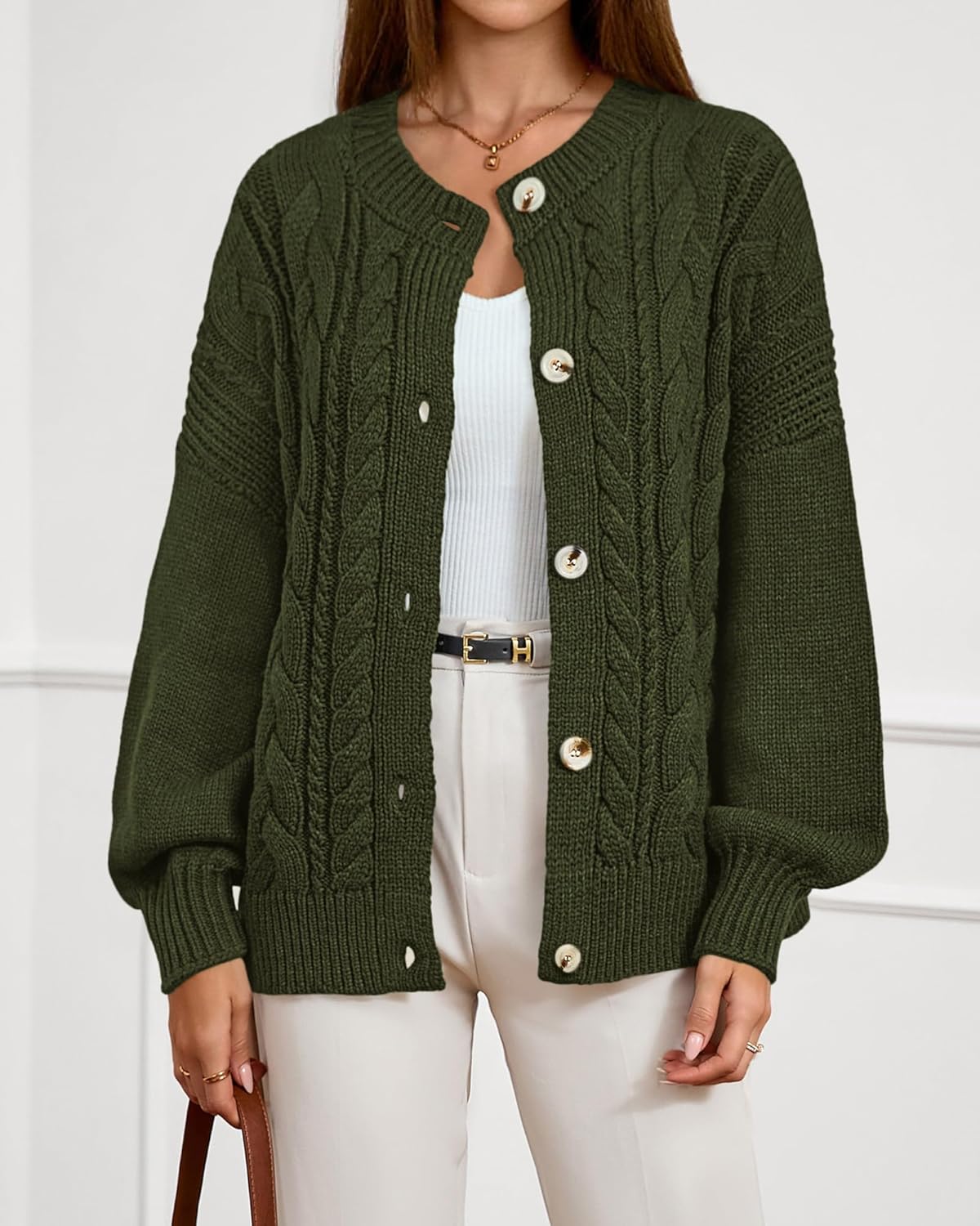 BTFBM Chunky Cardigan Sweaters for Women Fall Fashion 2025 Button Long Sleeve Loose Cable Knit Winter Coats Outerwear - Image 2