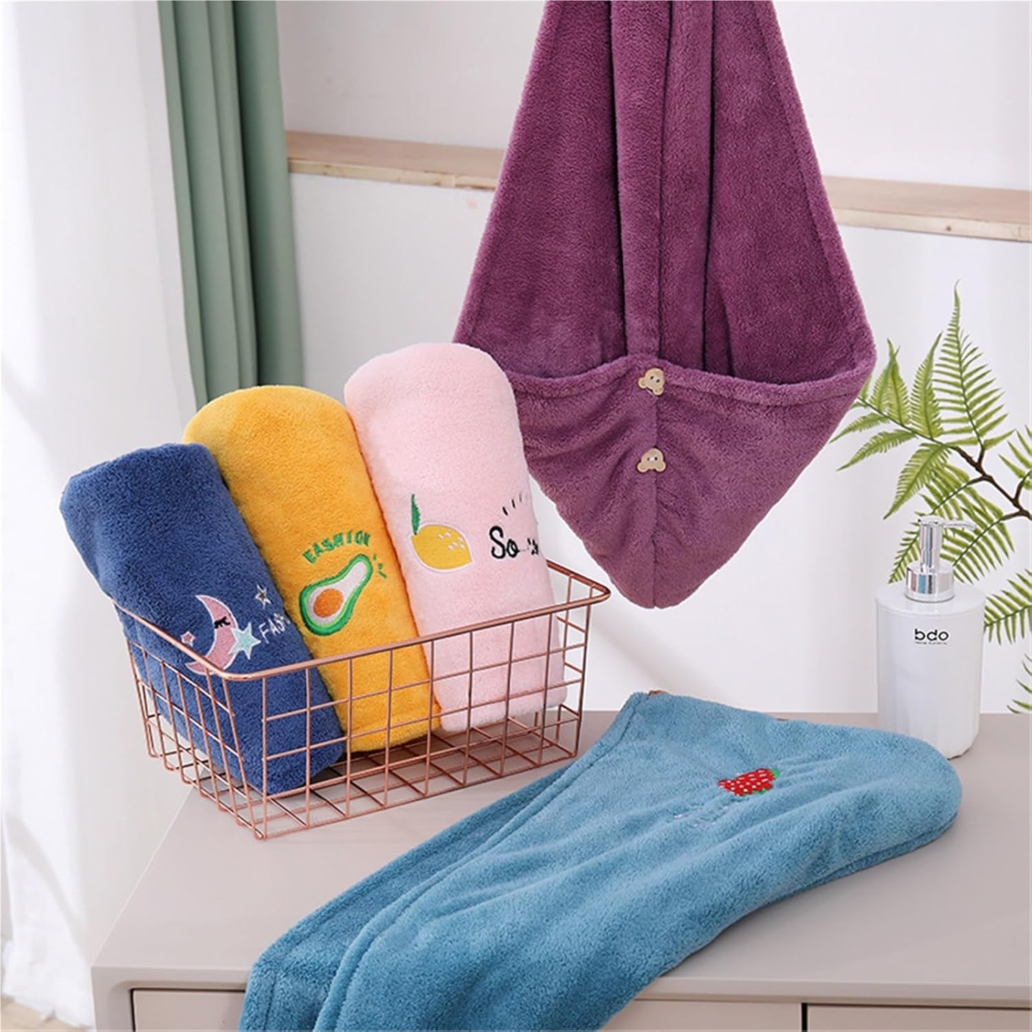 Hair Towel Double Layer Hair Wrap Thickened Hair Towel Absorbent Hair Towel Wrap for Women Quick Drying Hair Drying Towel Hair Wrap Towels(Yellow,Single Layer)