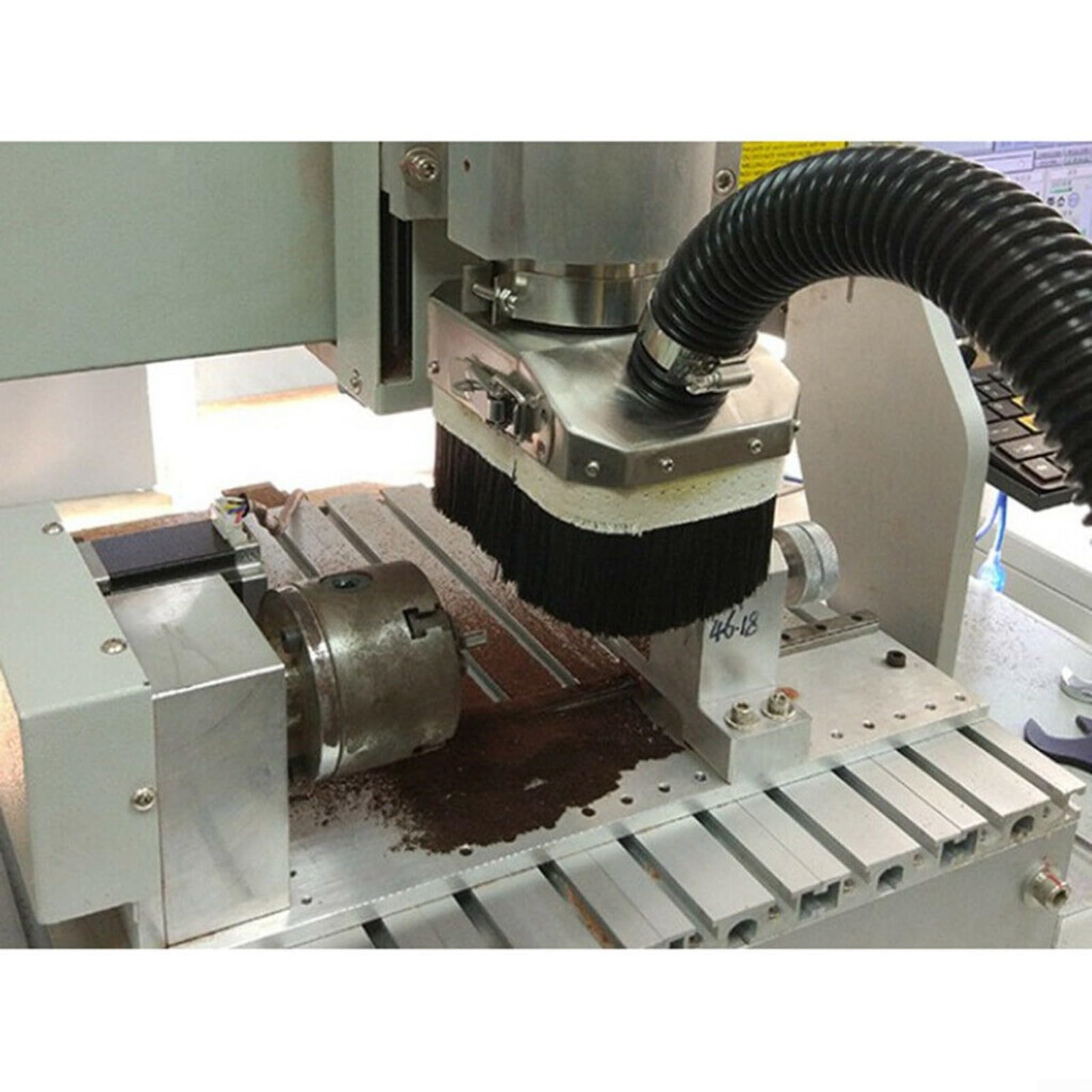 Cubierta de doble puerta para fresadora CNC de 80 mm, con cepillo de nailon, extracción de polvo para carpintería y grabado (80 mm)