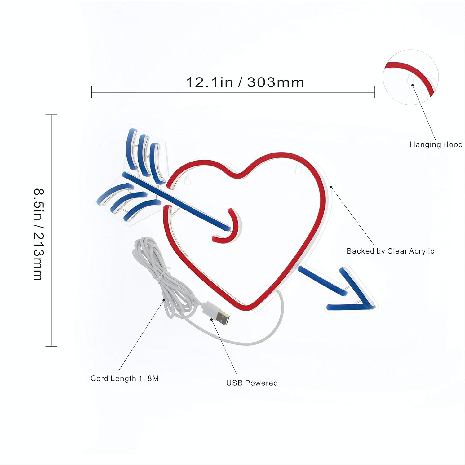 ADVPRO Heart with Arrow Fall in Love Flex Silicone LED Neon Sign Green & Pink st16s33-fnu0047-gk