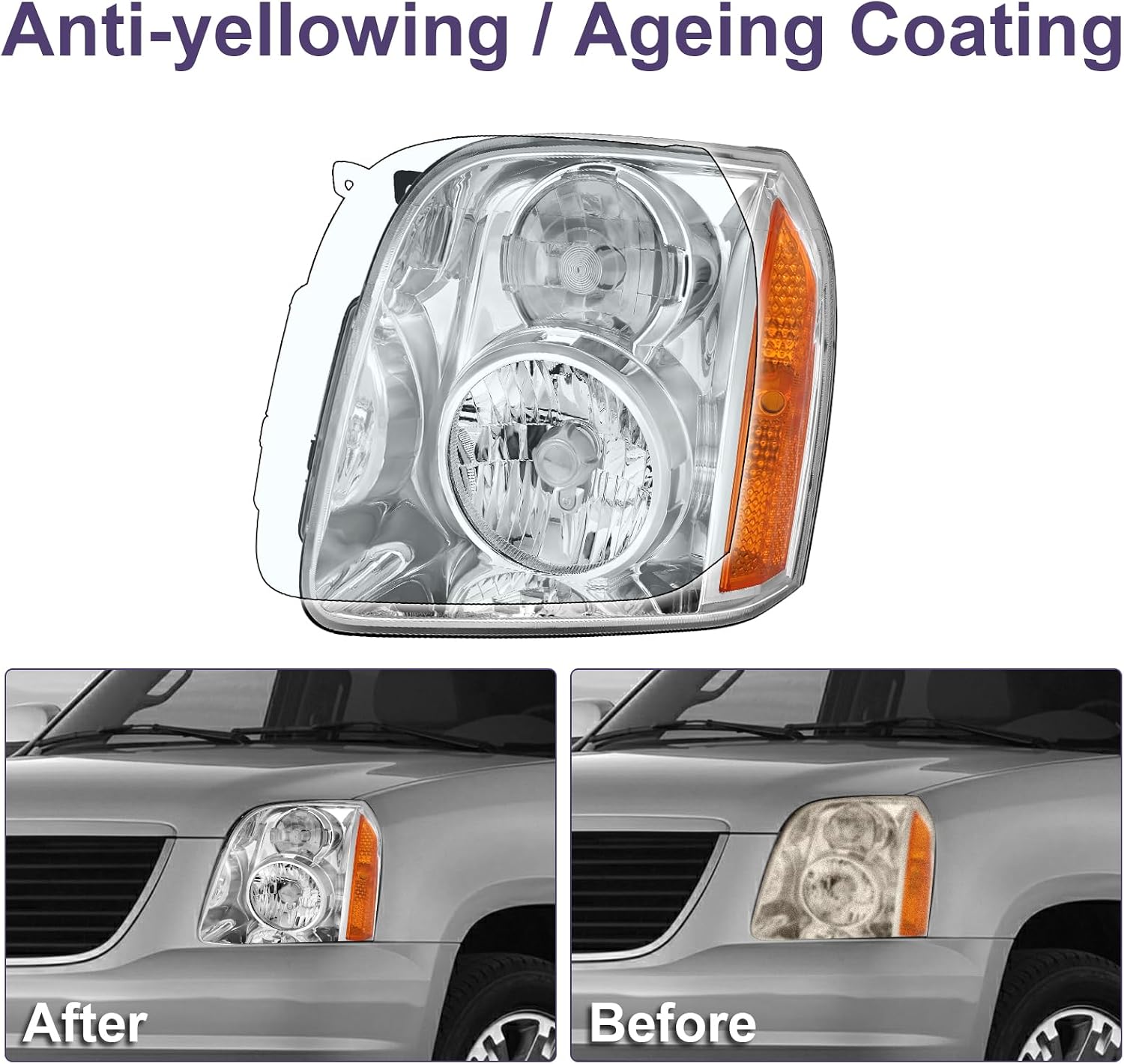 Headlight Fit for 07-14 Yukon/Yukon XL 1500/2500 (Chrome/Amber)