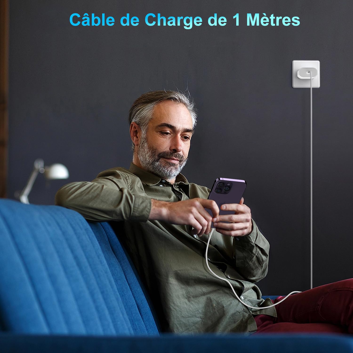 Chargeur Rapide Certifié Apple MFi pour iPhone 14/13/12/11/Pro Max Plus Mini SE XR X XS 8 7 6, Adaptateur Secteur USB-C 25 W avec Câble Lightning 1m, USB-C Power Delivery Charger