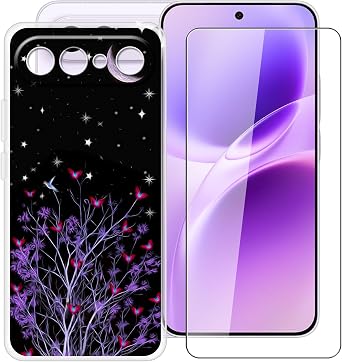 Clear Case for Vivo S50 Pro mini 6.31" with 1 x Tempered Glass Screen Protector, Slim Soft TPU Shockproof X Anti-Scratch Phone Cover for Vivo S50 Pro mini - Quiet Night