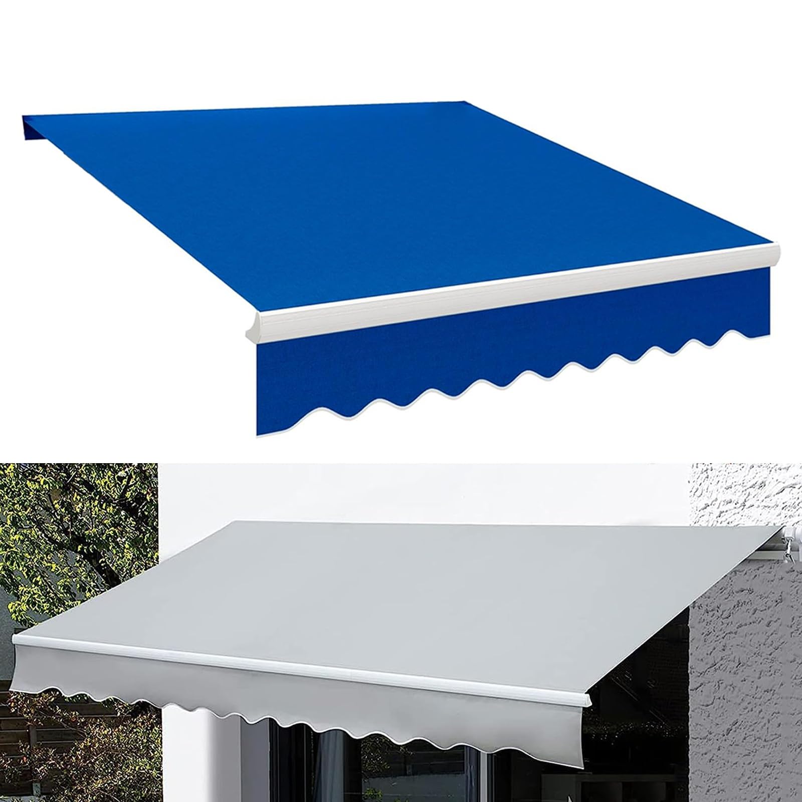 Store Banne Rétractable Manuel, Store Banne Manuel Rétractable, Cadre Non Inclus, Polyester Imperméabilisé, Anti-UV, Auvent en Polyester for Balcon, Fenêtre, Terrasse, Jardin, Noir/Gris/Bleu/Marron(Bl