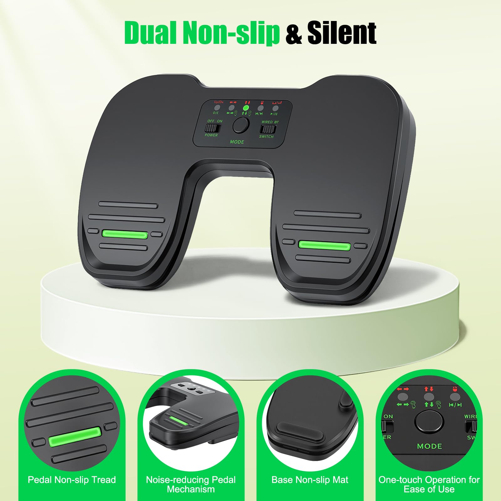Bluetooth Page Turner Pedal, Girador de Página Inalámbrico, Teléfonos Inteligentes y Tabletas Recargable Pedales Musicales, Interruptor de Pie Recargable Compatible con Tabletas, Android e iOS