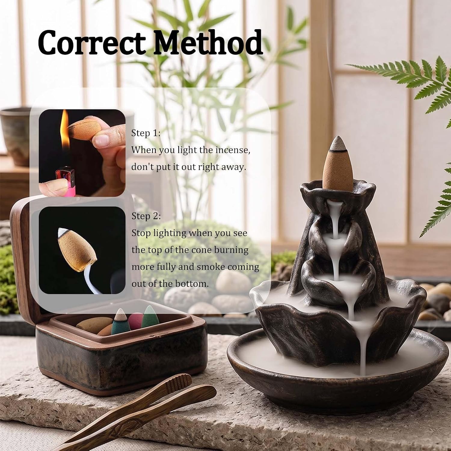120 Pcs Backflow Incense Cones for Waterfall (Multi-Scented)