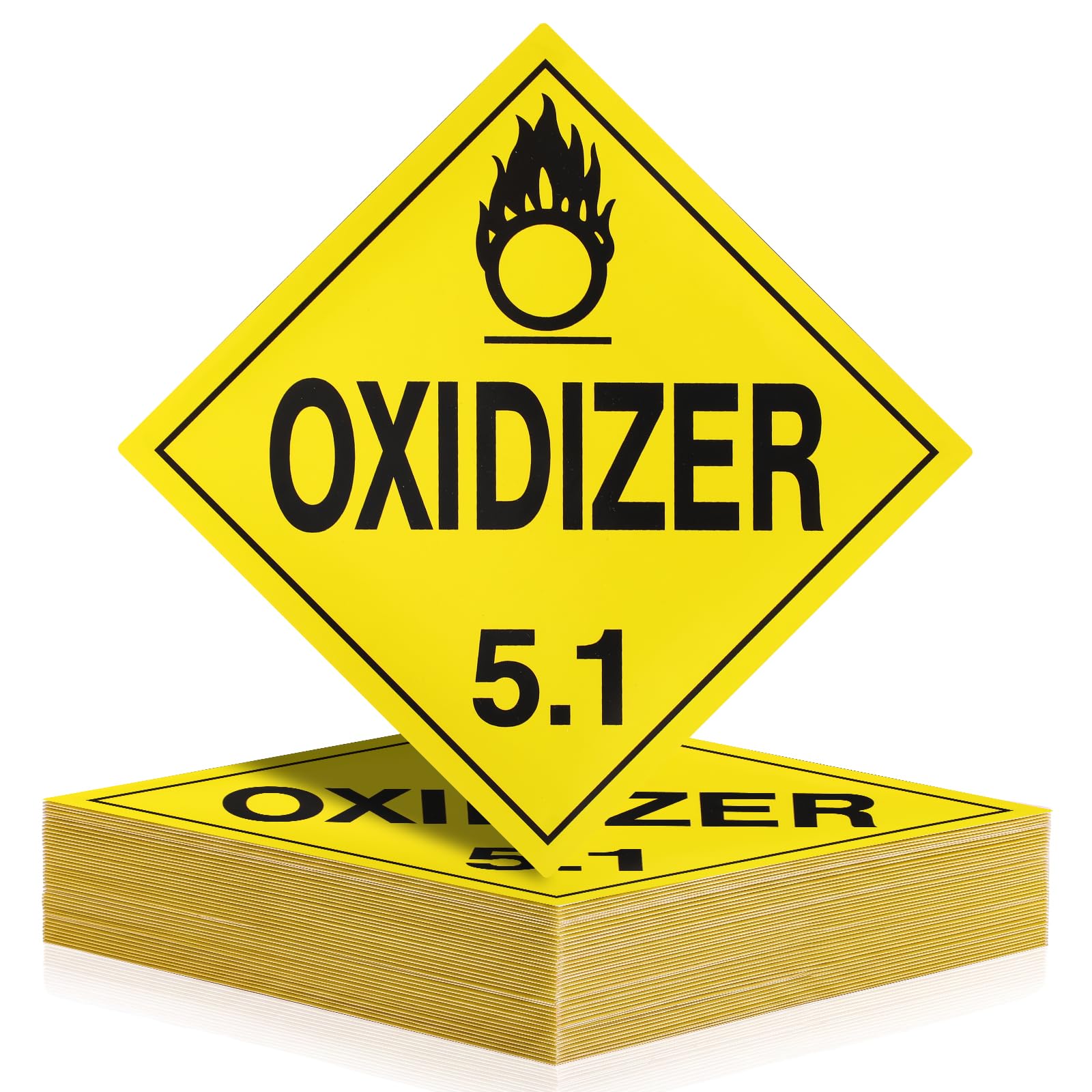 25 Pcs 5.1 Oxidizer Placard Stickers, 10.75" x 10.75"