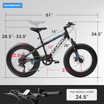 Ecarpat 20 inch Kids Mountain Bike for Boys Girls 7-15 Years Old, All Terrain Mountain Bikes 7-Speed with Mechanical Disc Brakes Front Suspension, Mountain Bicycle Gift for Boys and Girls
