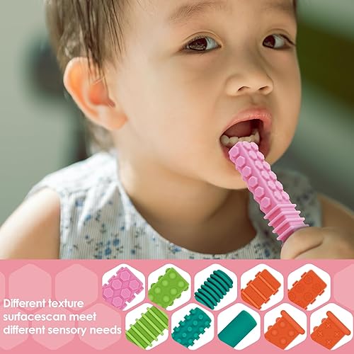 Miniatura 6 de ERKOON Juguetes sensoriales masticables para niños autistas, paquete de 4 tubos masticables de silicona para niños sensoriales con autismo,
